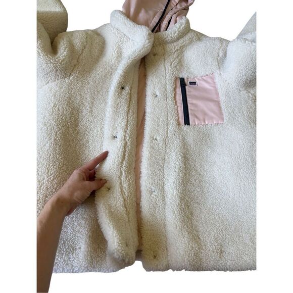 Levi's High Pile Fleece Hooded Zip Jacket Cream Pink XL - Picture 10 of 14
